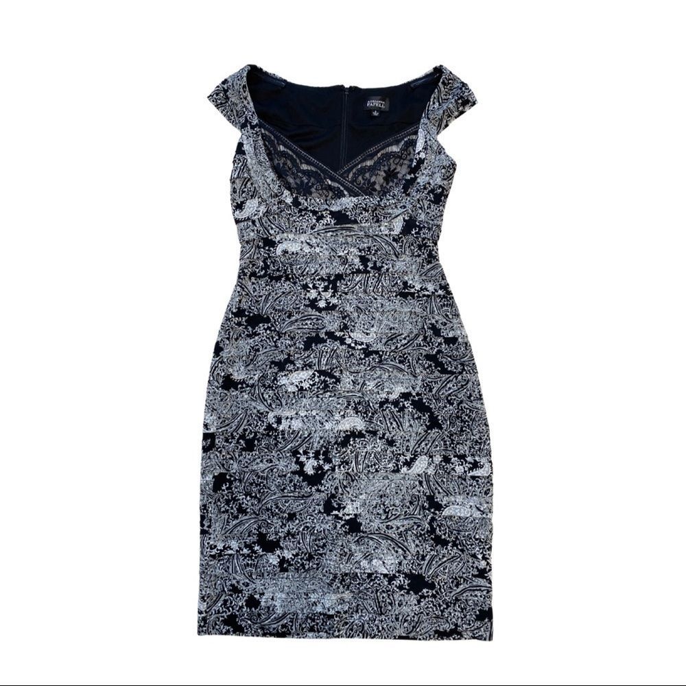 Adrianna Papell Black Gray Cocktail Dress 8